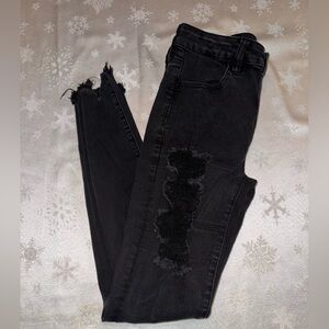 American Eagle Black Distressed Jeans